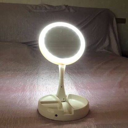 Make-up White Foldable Vanity Mirror With Light